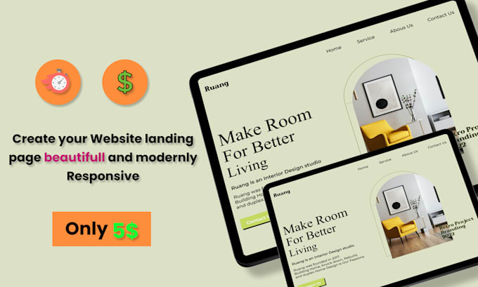 make beautiful modern website responsive landing page using framer
