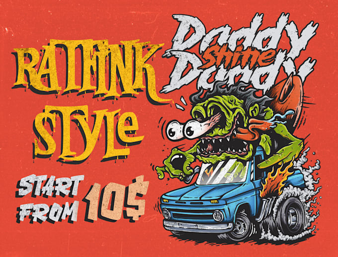 draw monster rat fink illustration cartoon style