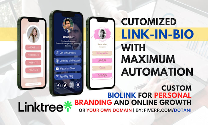 Build linktree biolink or a custom link in bio landing page on custom
