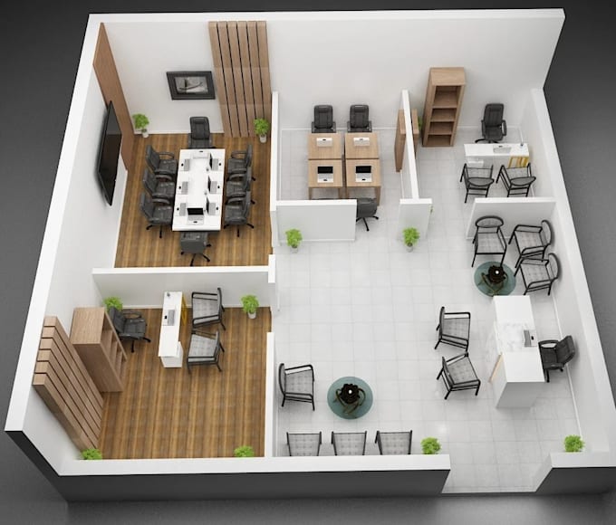 create interior design of 2d floor plan ,3d modeling and high quality rendering
