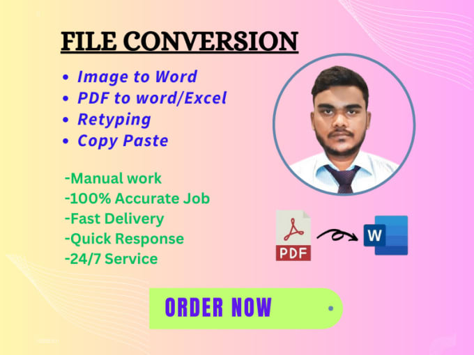 Do image to word pdf to word excel entry typing copy paste work by