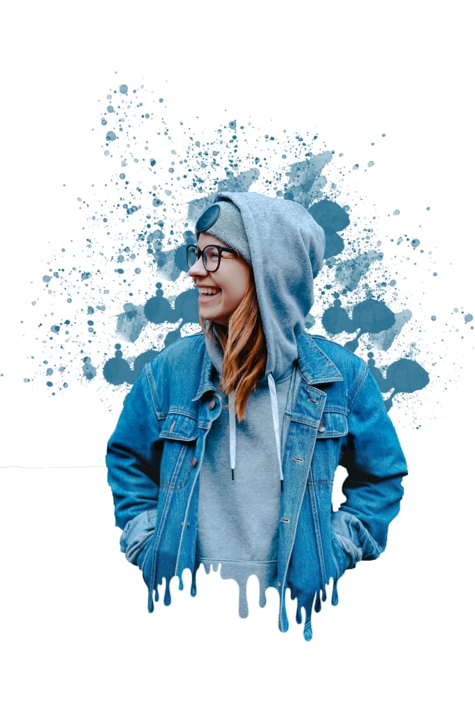 apply melting dripping effects to the photos and text