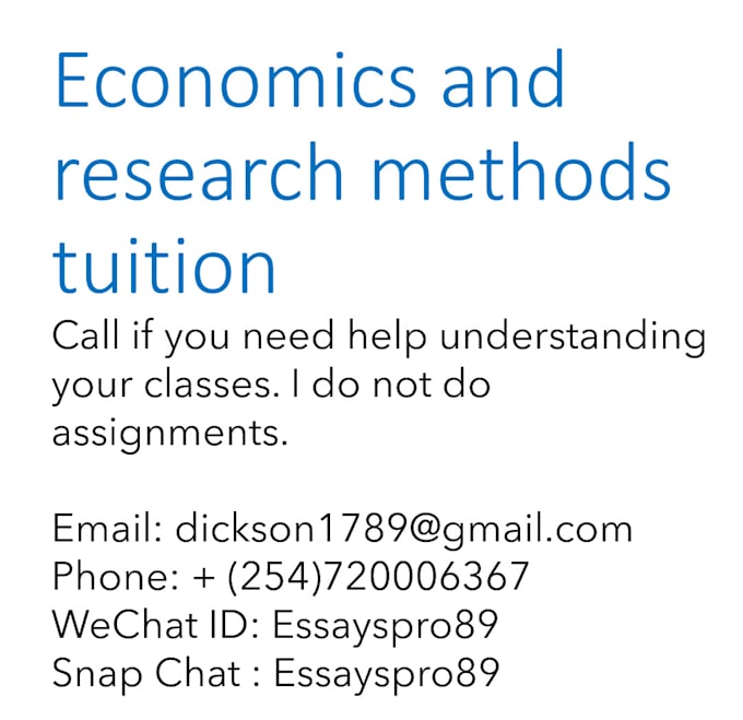 teach economics, research methods and data analysis