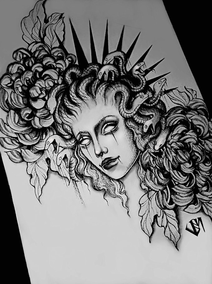 Do professional blackwork custom tattoo design by Rawnmonxz_art | Fiverr