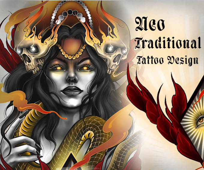 create unique neo traditional tattoo design for you