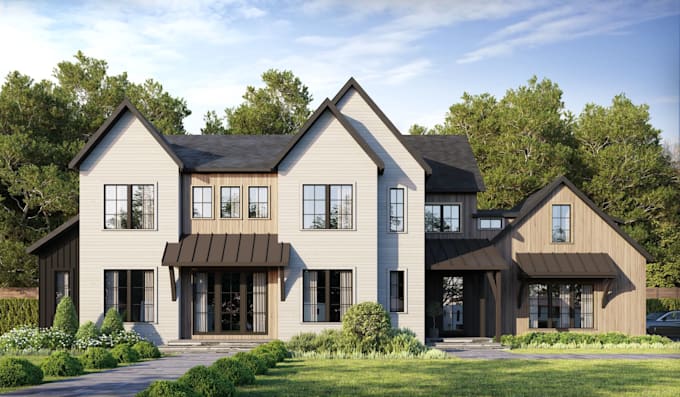 design and model 3d architectural exterior of house with realistic renderings