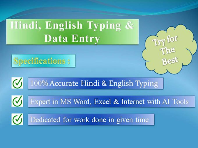 Do hindi, english typing and data entry with accuracy by Rajesh24850 Fiverr