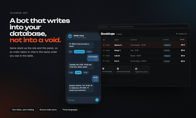 develop a telegram bot for your business or website