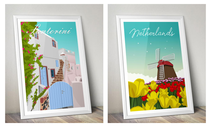 design top level minimalist travel poster illustration