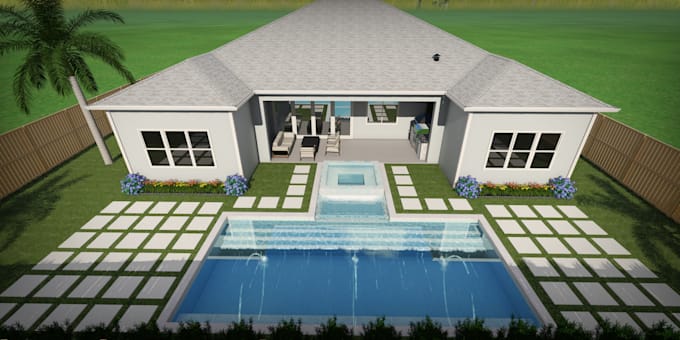 design backyard, frontyard realistic landscape,patio,garden