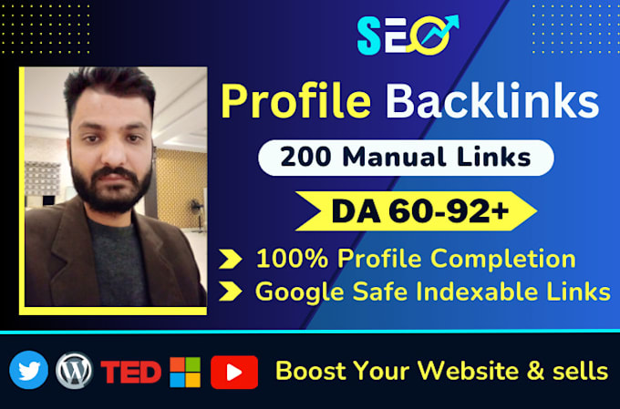 create 200 profile backlinks for manual SEO linkbuilding
