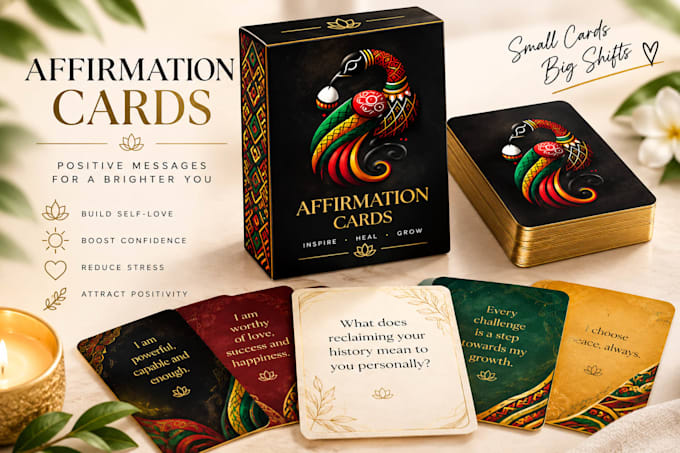 design custom affirmation cards and a matching packaging box
