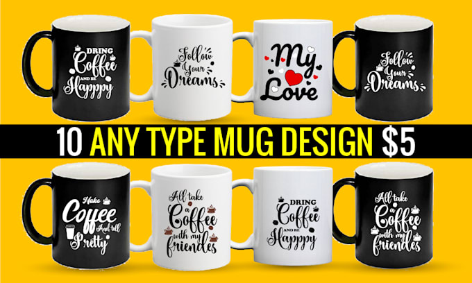 do typography custom coffee mug  design
