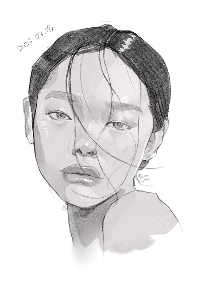 Draw black and white portrait in procreate by Jay_jaerinlee Fiverr