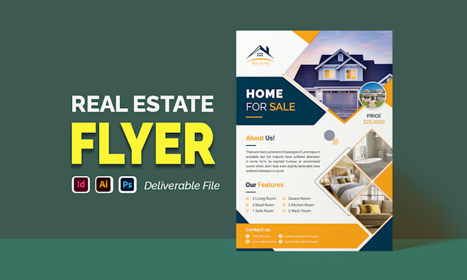 design real estate flyer, postcard, one pager, property listin, brochure