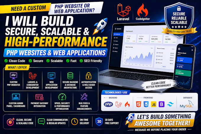 do website development in PHP laravel and codeigniter