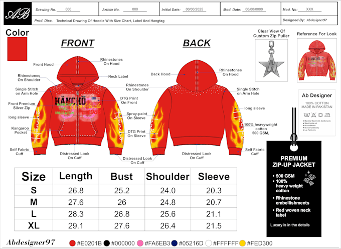 create clothing tech packs and streetwear technical drawings