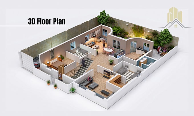 create 3d floor plan design, interior design rendering