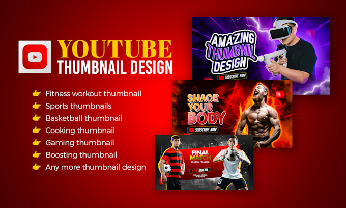 Create relates, fitness, gaming, sports, youtube thumbnail design by ...