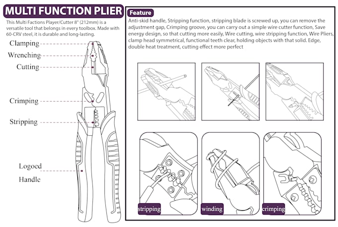 create line art and manual instruction for your product