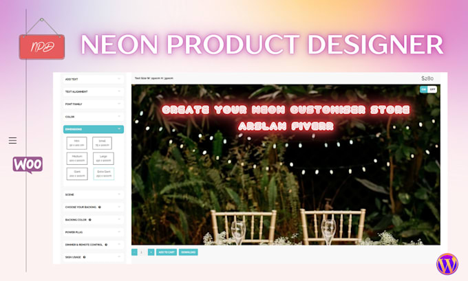 build a professional neon sign customizer store on woocommerce