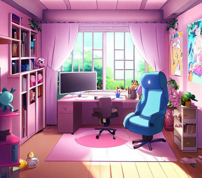 Mobile wallpaper: Anime, Room, Bedroom, Desk, 960340 download the picture  for free.