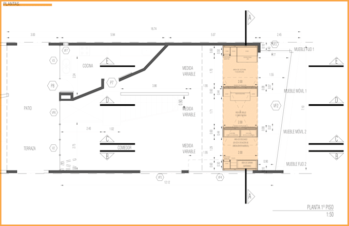 pasado de planos tecnicos de planta arquitectónica en 2d