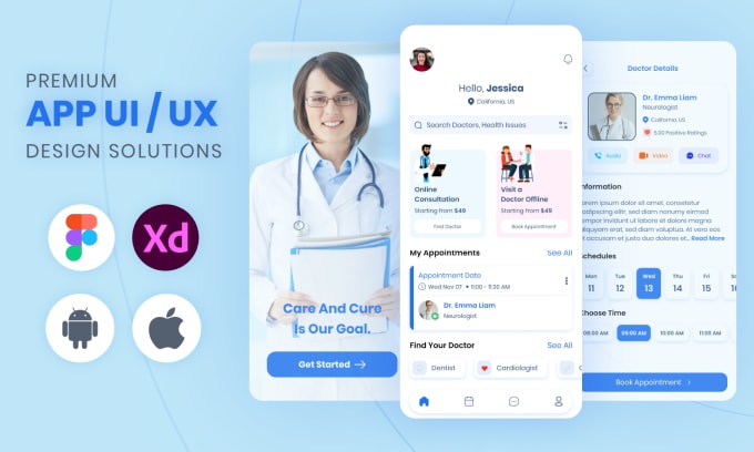 design professional clean UI UX for mobile app