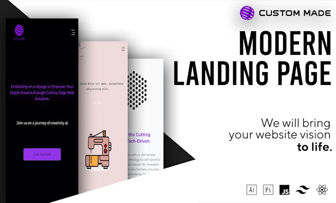 Create a modern custom landing page using react by Kd_labs | Fiverr