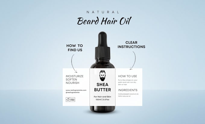 do beard hair oil label, box packaging, bottle design