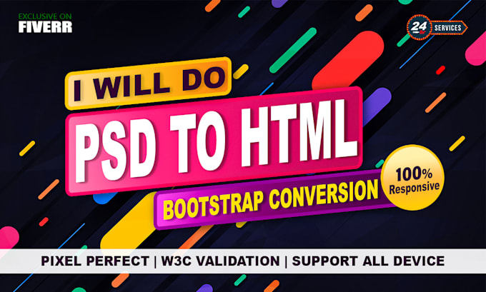 convert PSD to HTML xd to HTML figma to HTML with responsive design by bootstrap
