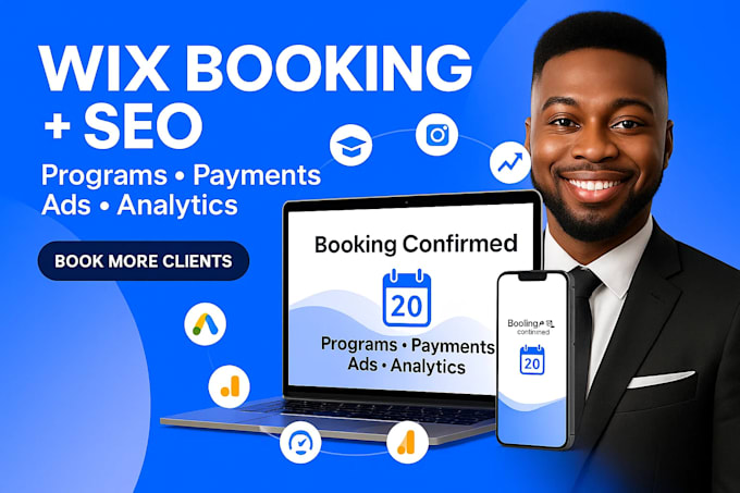build wix booking calendar wix online programs setup wix SEO analytics website