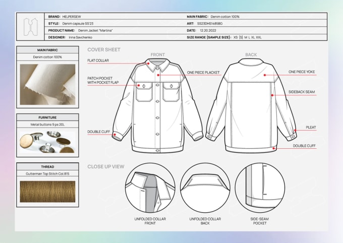 Design fashion clothing apparel tech pack technical sketch by ...