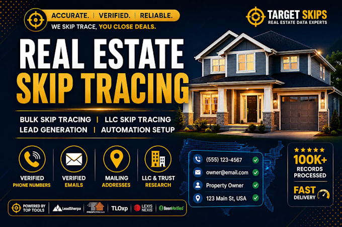 do real estate skip tracing with verified phone numbers and emails