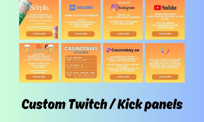 clean twitch or kick panels for your stream