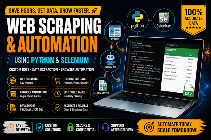 build python web scraping bots and selenium automation