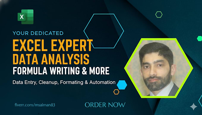 do expert excel data entry, cleanup, formatting, formula writing and analysis