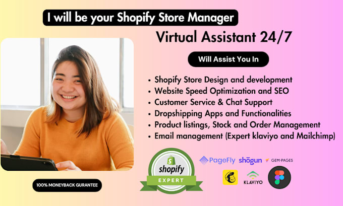 be your shopify virtual assistant for shopify store manager