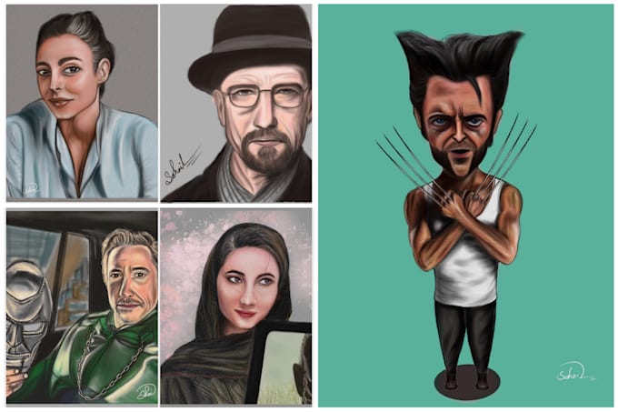 create wedding and portrait art in realistic or cartoon