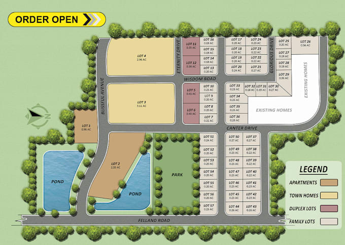 illustration a site plan, subdivision plan or any vector art