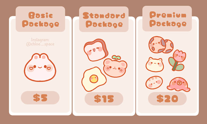 draw cute kawaii doodle illustrations for stickers