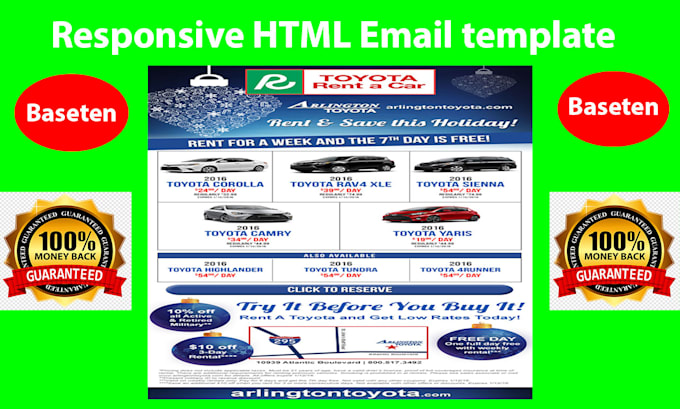 create responsive HTML email template for mailchimp klaviyo