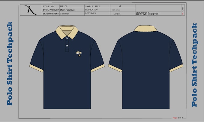 design polo shirt, hoodie technical sketch and techpack