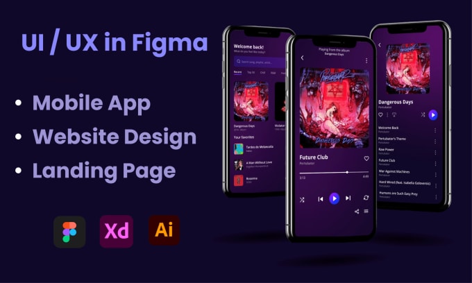 Do ui ux for mobile app design, website design, landing page by ...