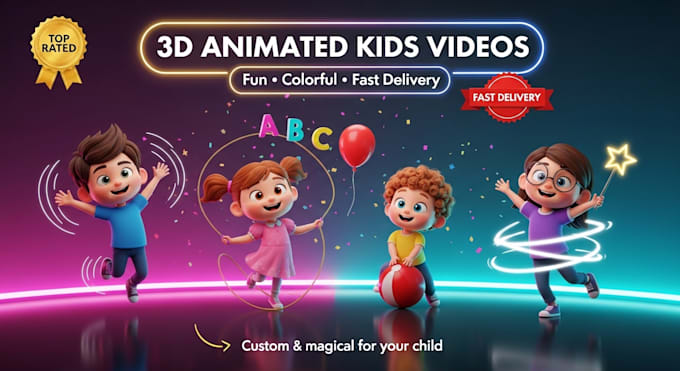 3d animated kids videos, custom, fast delivery, fun and educational
