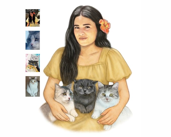 draw realistic colored portrait, sketch from photos