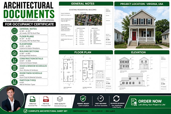 create construction blueprints, sections, elevations and drawings