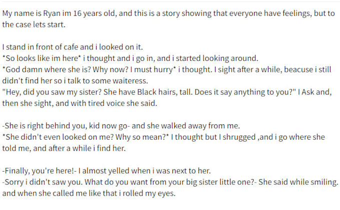 write a story or backstory about your oc from anime