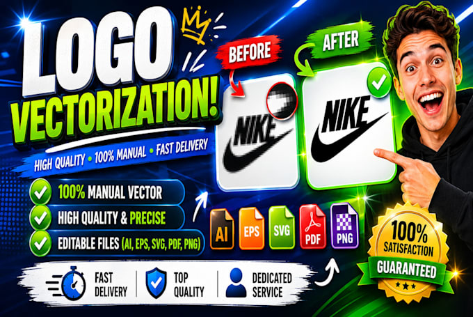 manually vectorize redraw and convert your logo to high quality vector
