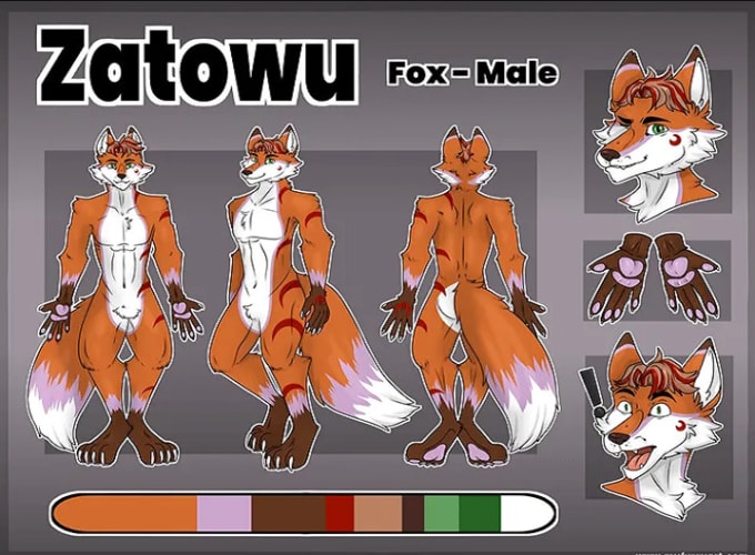draw a reference sheet for your furry fursona character